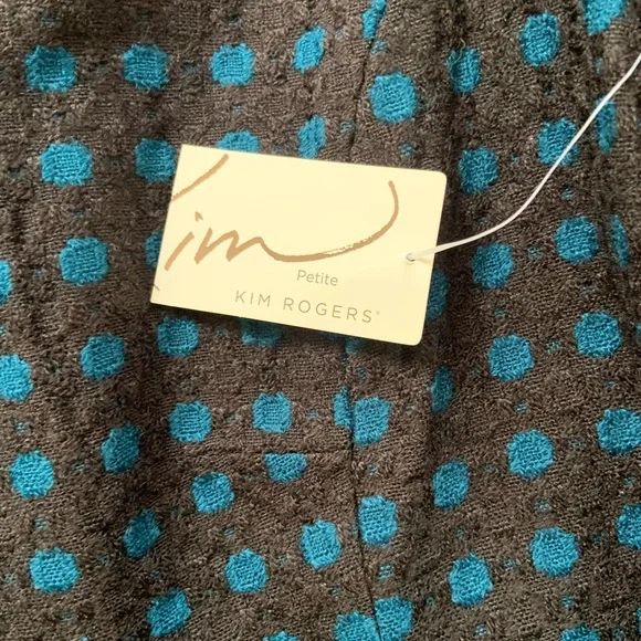 Kim Rogers Petite Black and Blue Polka Dot Blazer - Picture 6 of 7